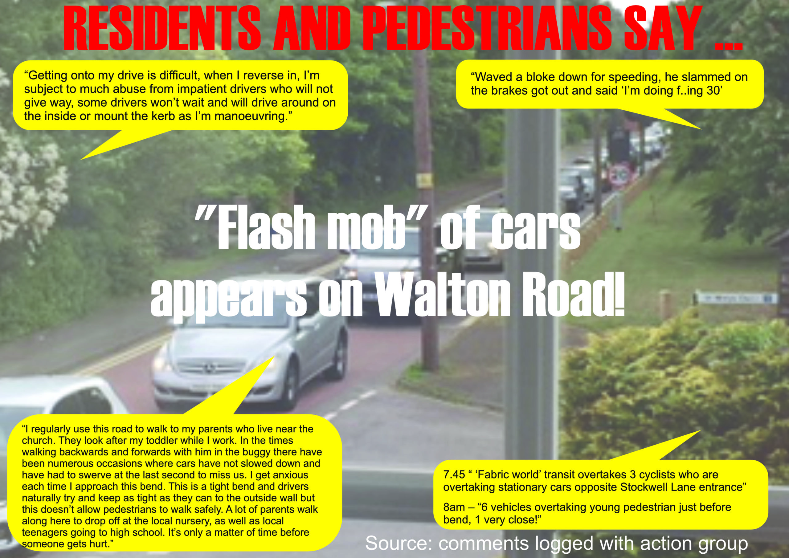 A queue of vehicles on Walton Road